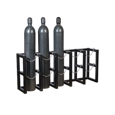 Justrite Cylinder Tube Rack, 5 Wide x 1 Deep, 70"W x 16"D x 30"H, 5 Cylinder Cap. 35166